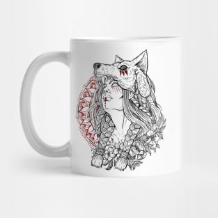 Wolf shaman girl Mug